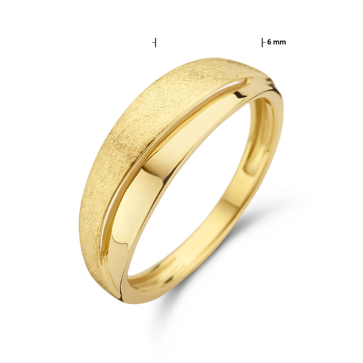 Technische afbeelding van de 'Contour' ring met de breedte van 6 mm.