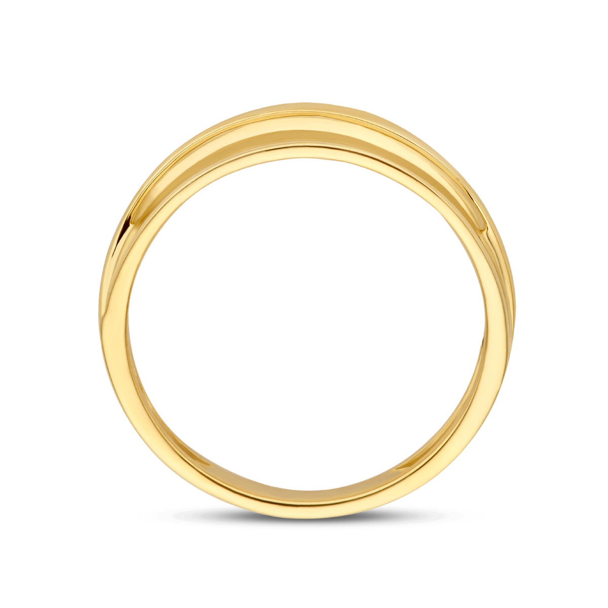Zijaanzicht van de gouden 'Contour' ring.