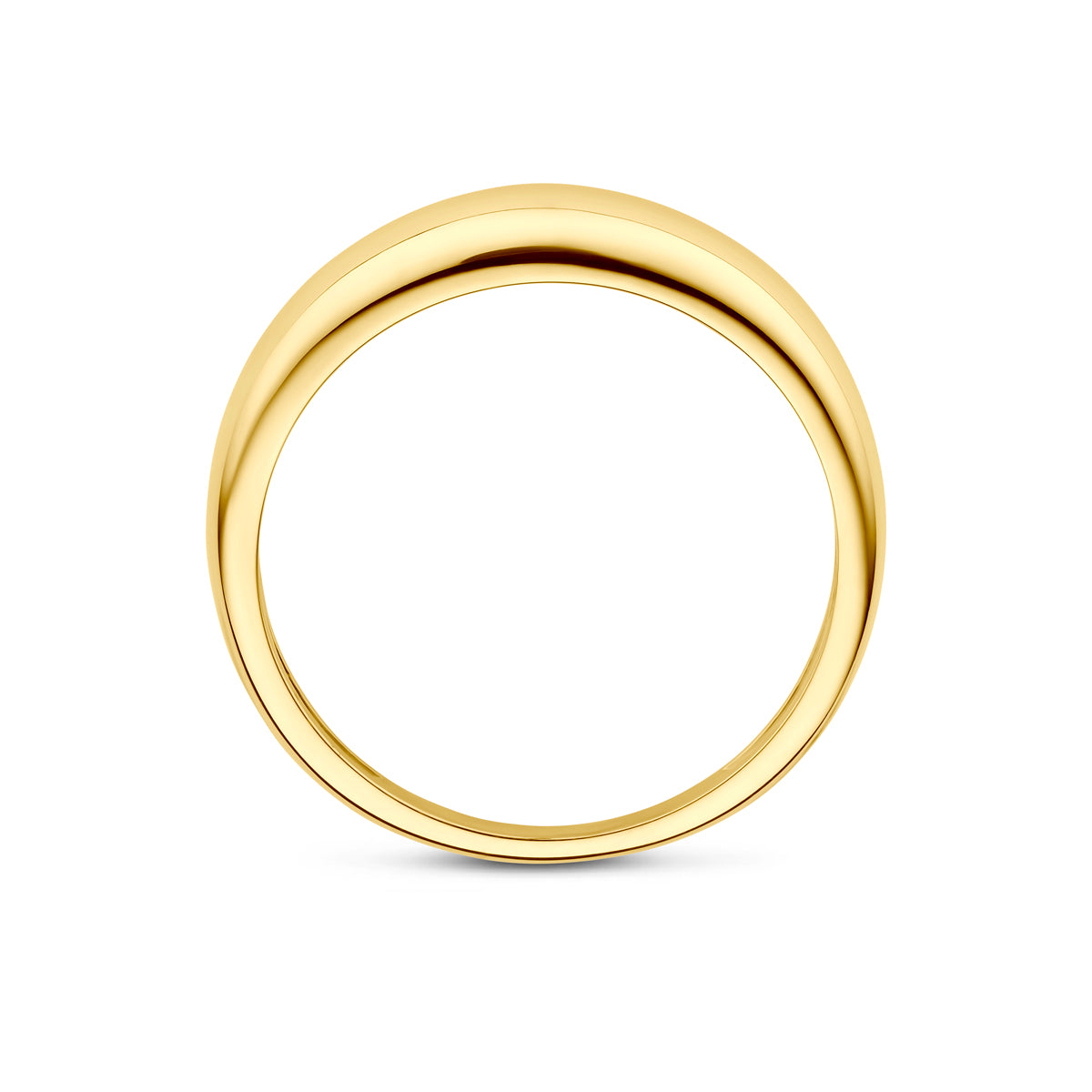 Zijaanzicht van de gouden 'Volute' ring.
