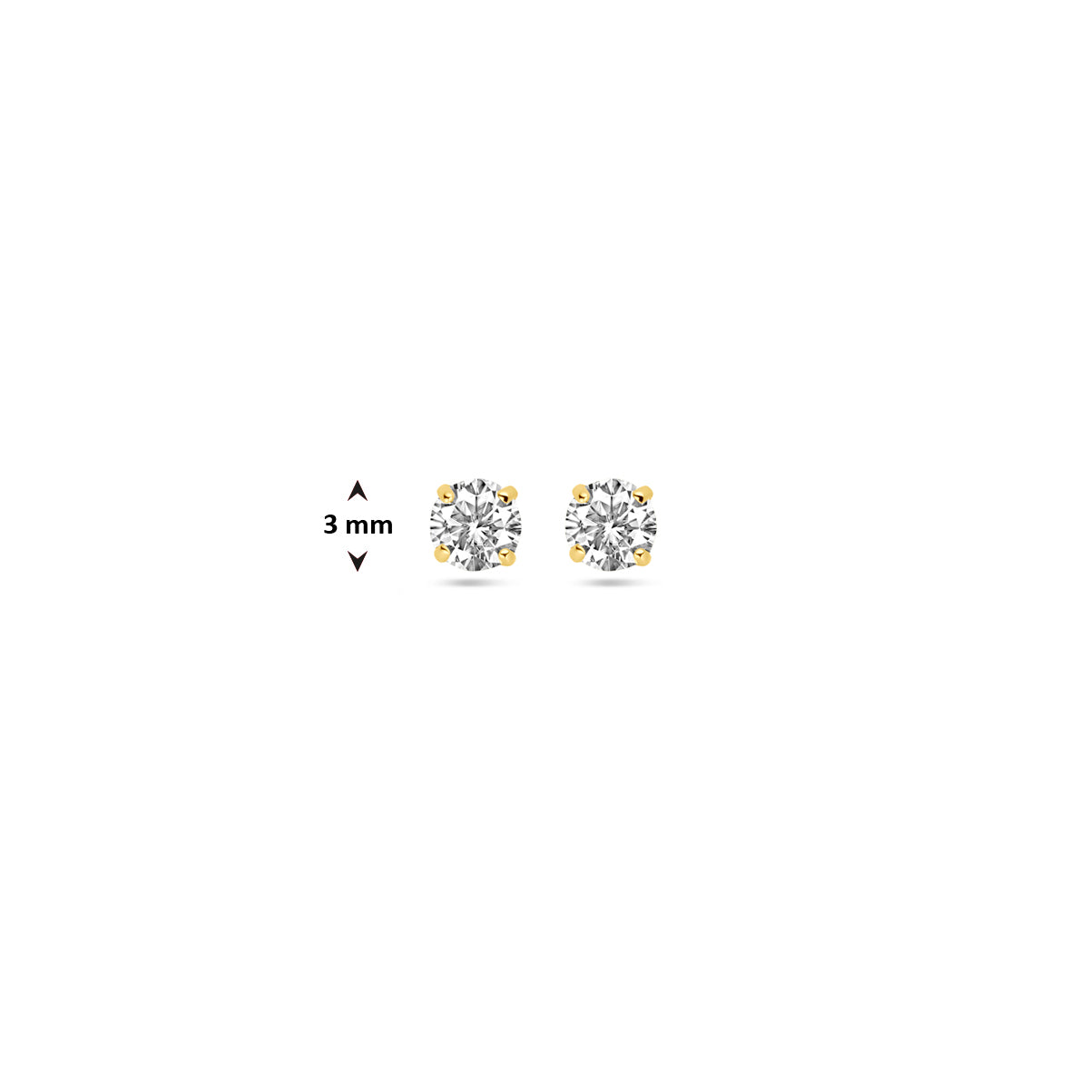 Afbeelding van de 'Soli' oorknoppen met de diameter van 3 mm aangegeven.