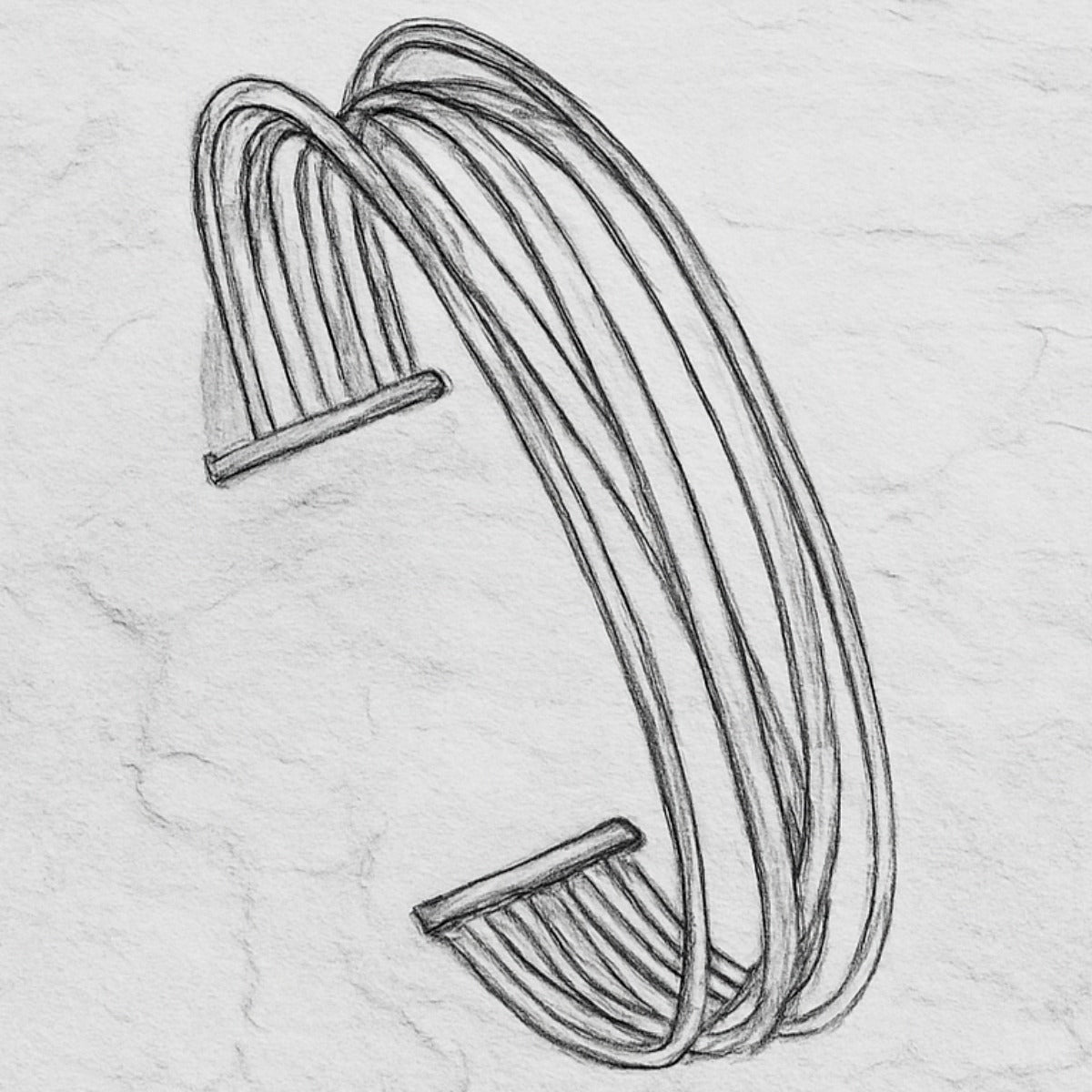 Eerste schets van een gouden armband op maat, gemaakt in het atelier van Clary Juwelier-Goudsmid.