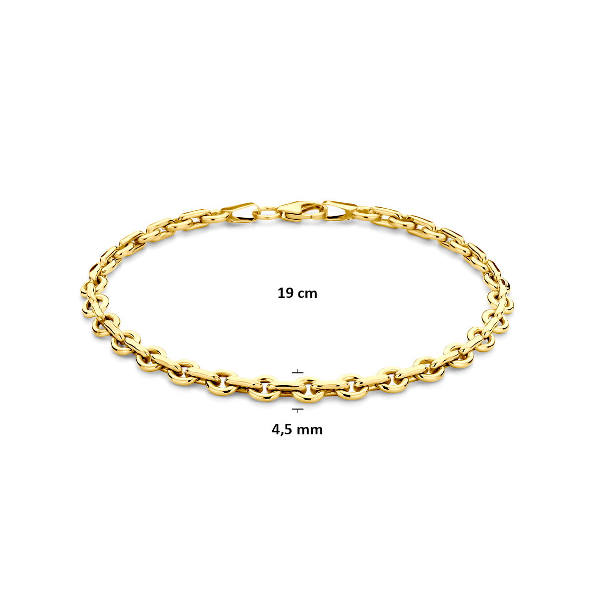 Technische afbeelding van de 'Forte' armband die de lengte van 19 cm toont.