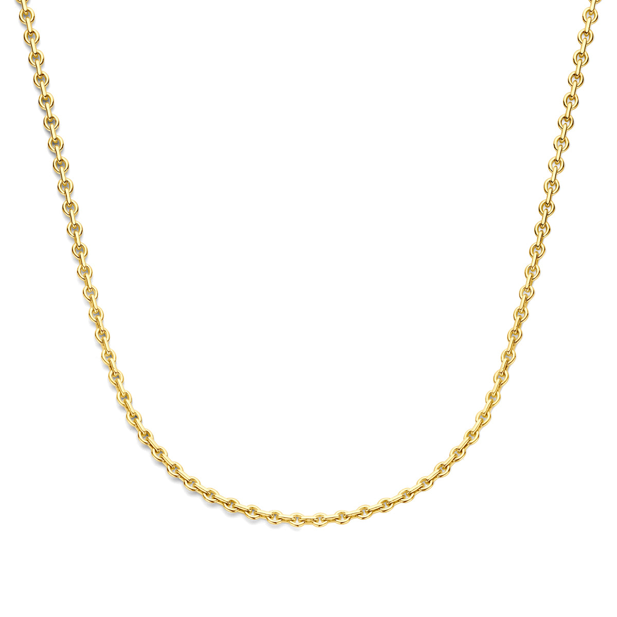 Vooraanzicht van het 14k Silgold ankercollier 'Forte' met een breedte van 4.5 mm.