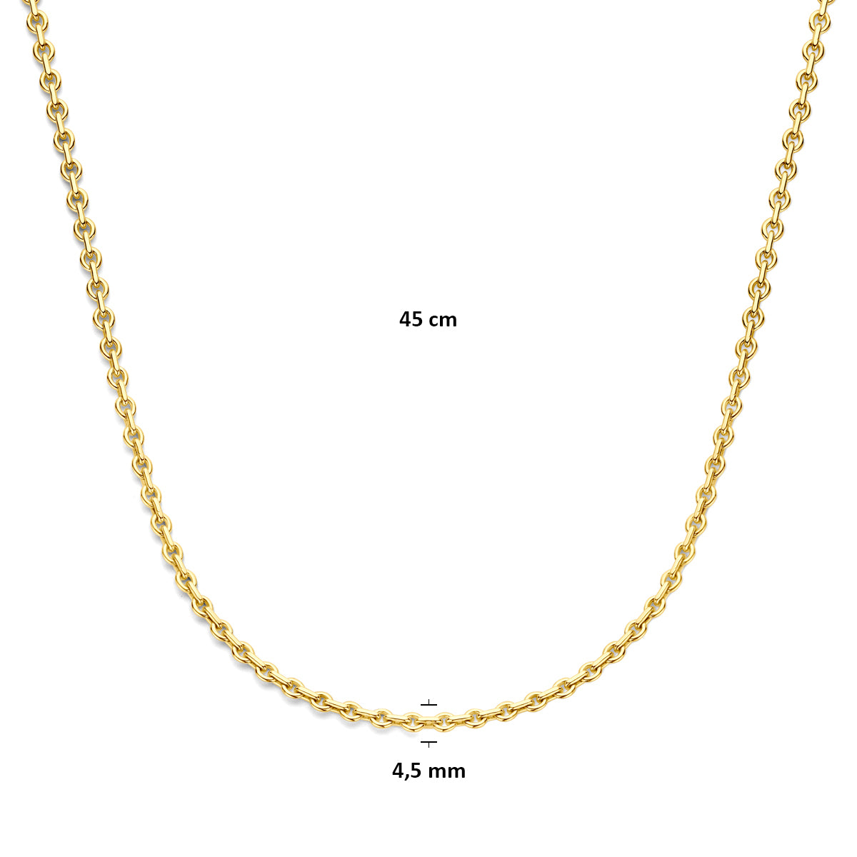 Technische afbeelding van het 'Forte' collier die de lengte van 45 cm toont.