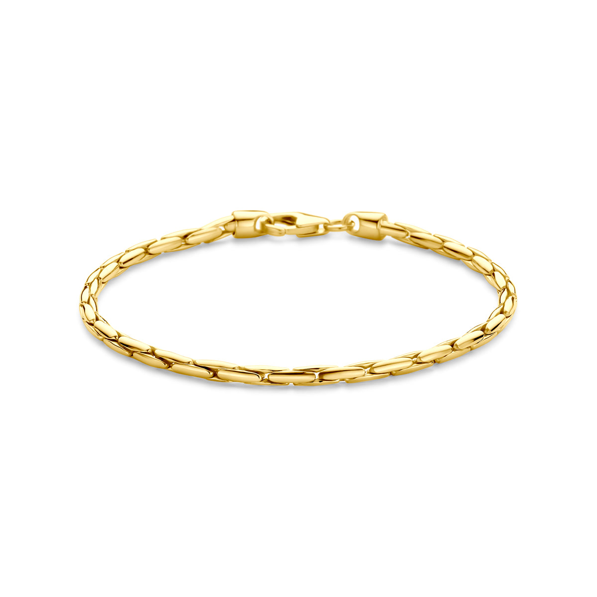 Vooraanzicht van de Silgold armband met cardanoschakel van 19 cm.