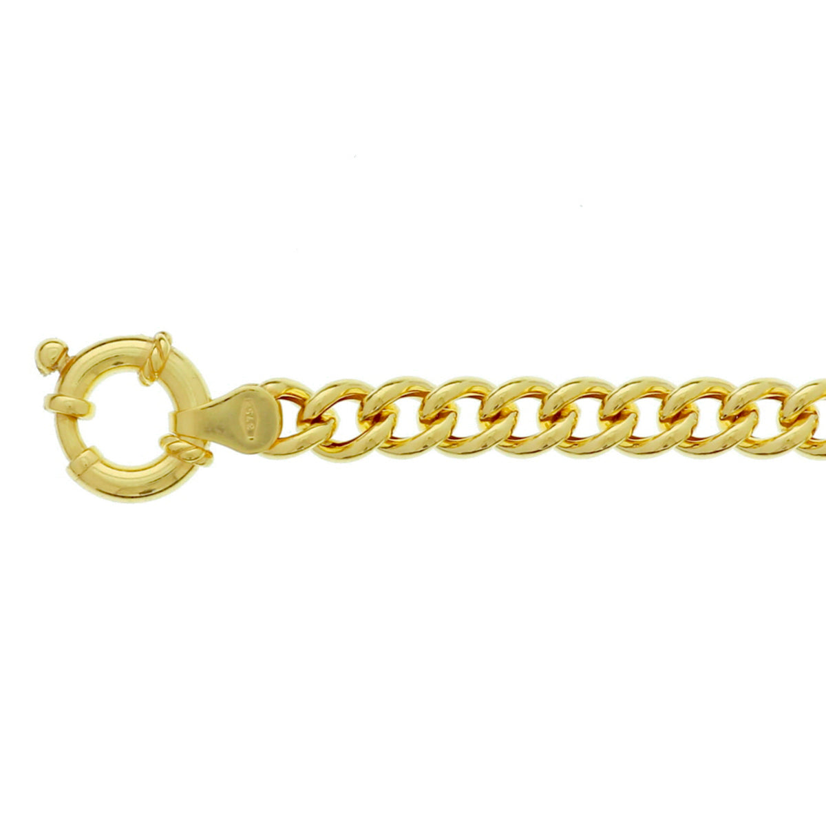 Close-up van het grote springslot van de 'Essenzo' gourmette armband.