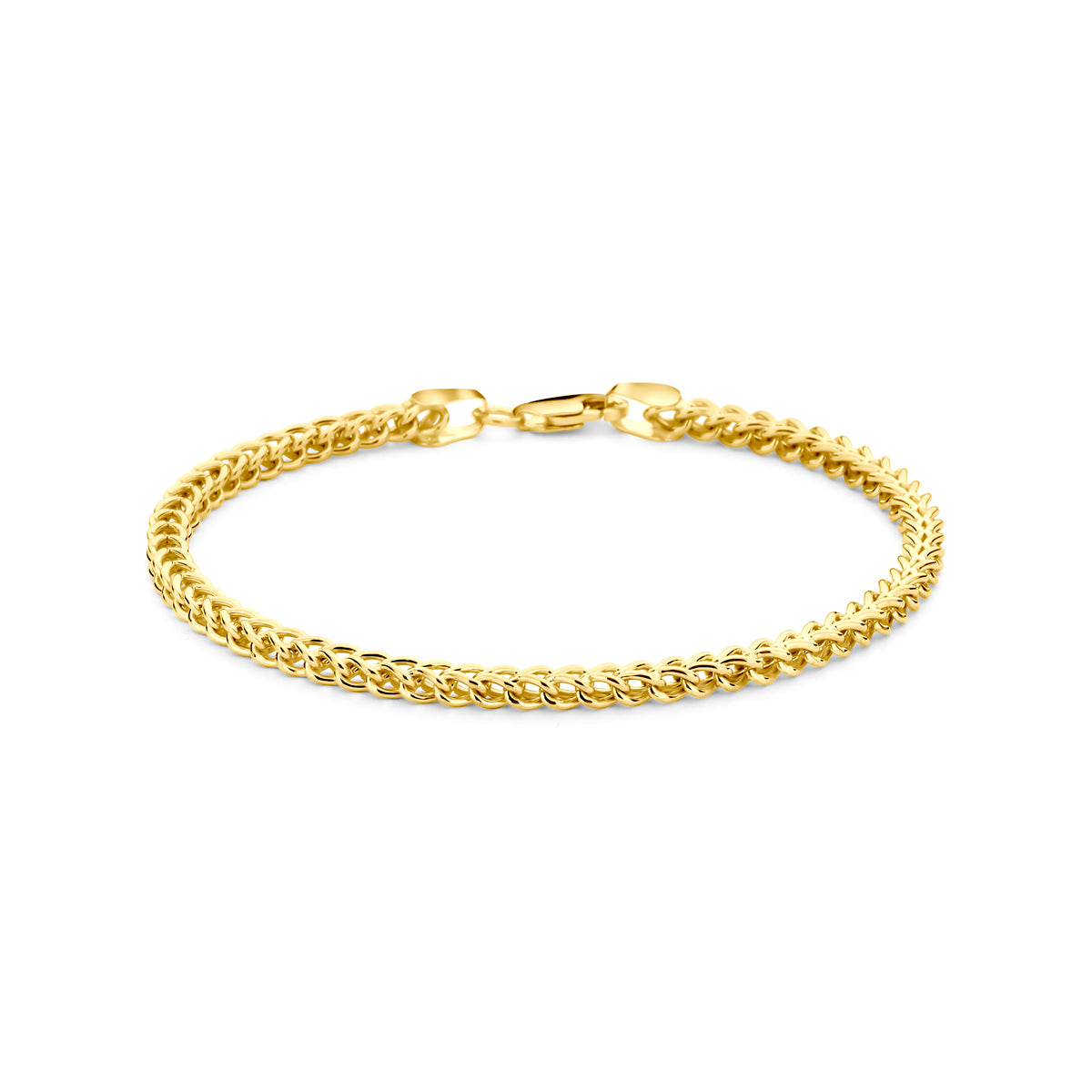 Vooraanzicht van de Silgold gourmette armband voor heren, verkrijgbaar in diverse lengtes.