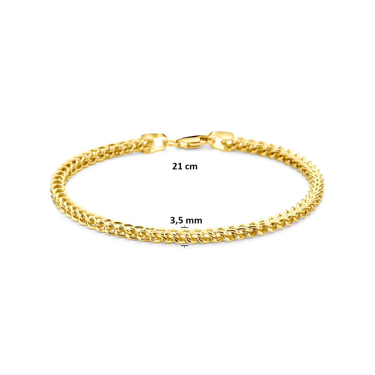 Afmetingen van de Silgold gourmette armband voor heren van 21 cm