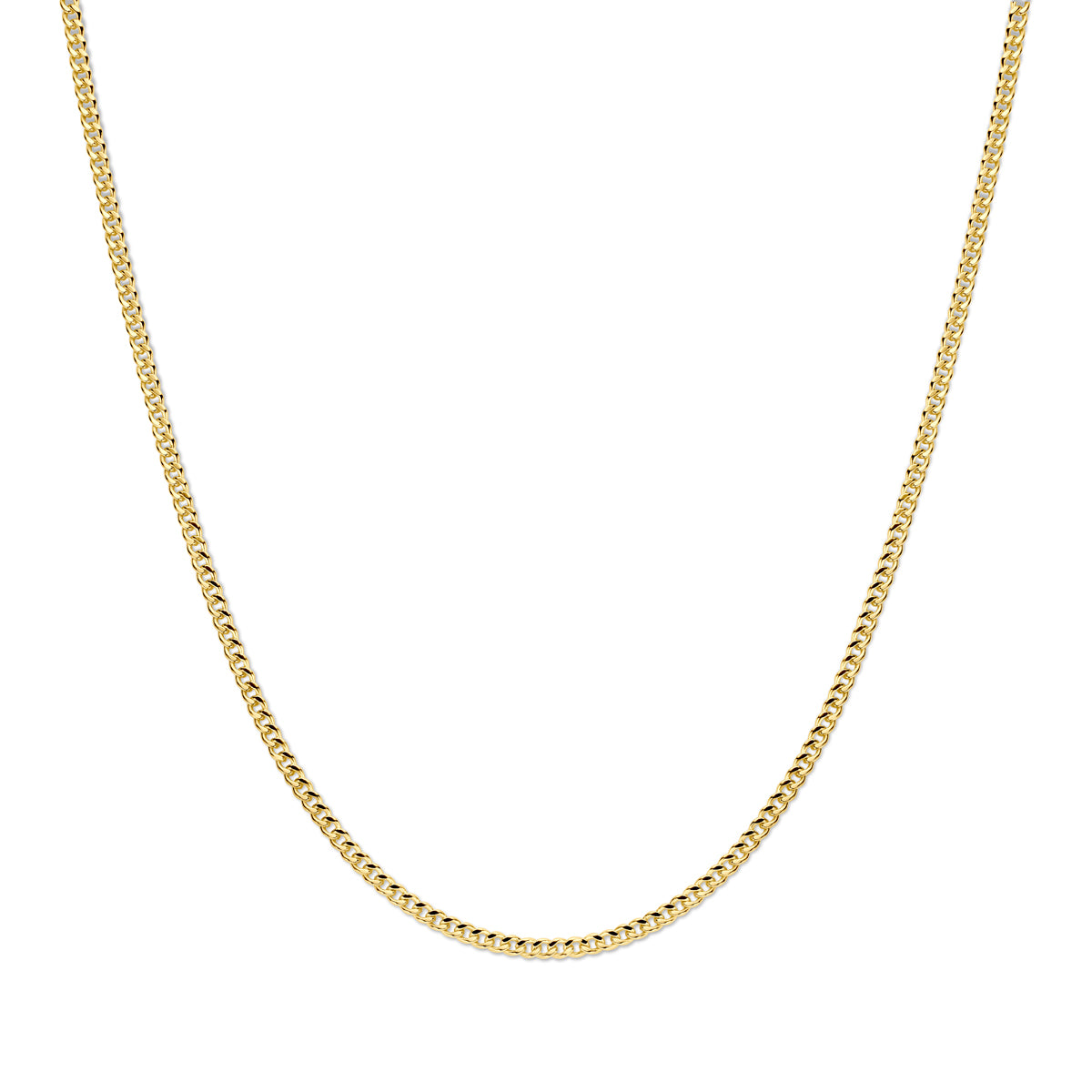 Silgold massieve gourmette halsketting van 3,7 mm breed, hangend in de volle lengte