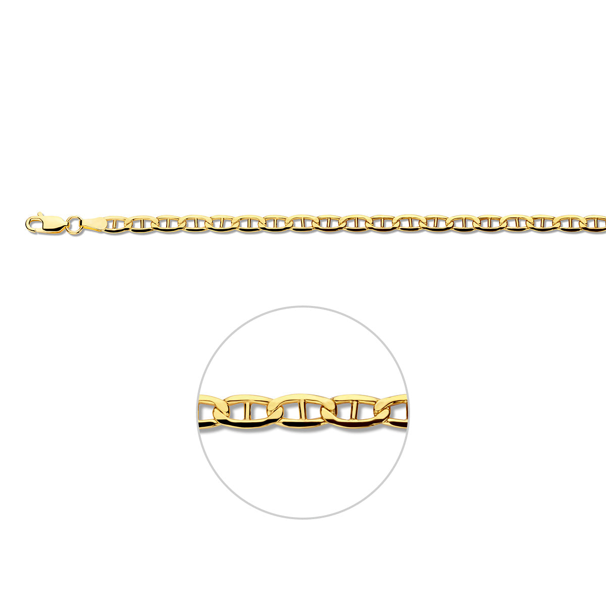 Silgold massieve anker armband van 4,2 mm breed, vooraanzicht