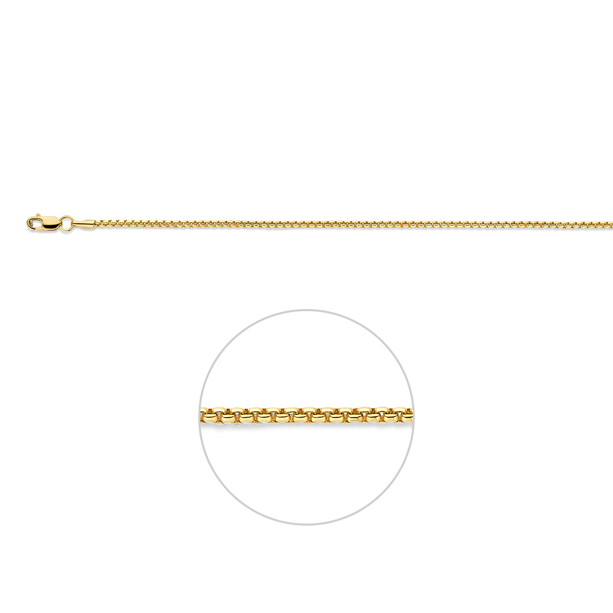 Silgold massieve venetiaanse halsketting van 1,8 mm breed, vooraanzicht