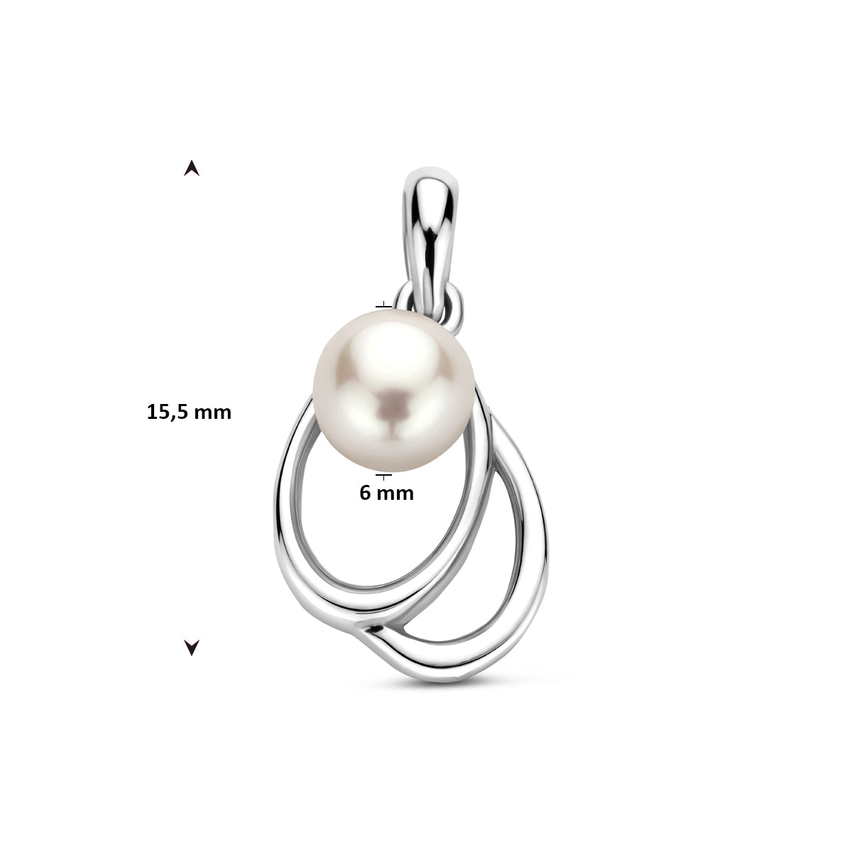 Technische afbeelding van de 'Lyra' hanger met de totale hoogte van 15.5 mm.