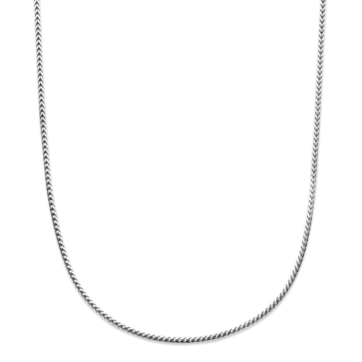 Vooraanzicht van het zilveren 'Foxtail' heren collier met een breedte van 2.8 mm.