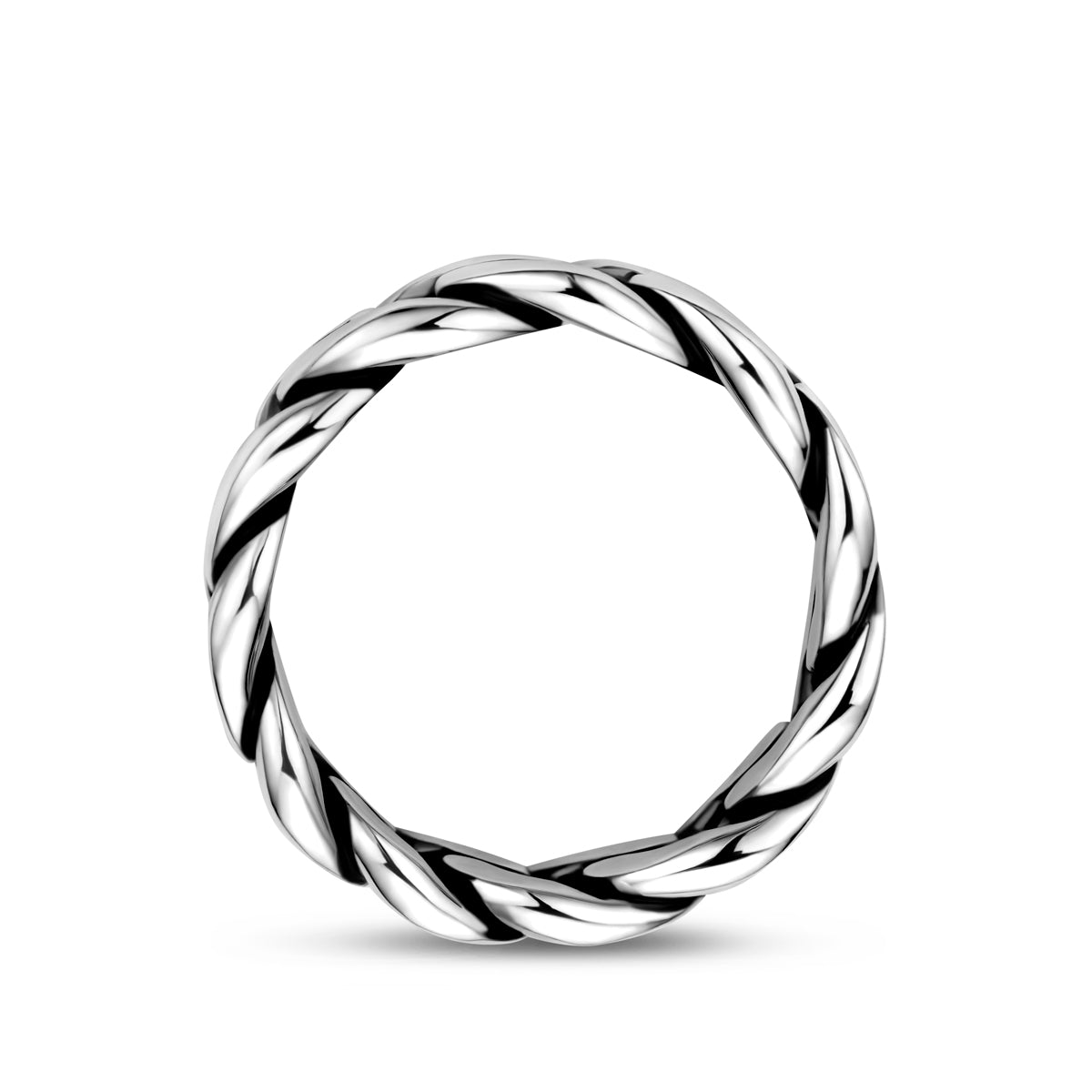 Zijaanzicht van de 'Rebel' ring die de structuur van de schakels toont.