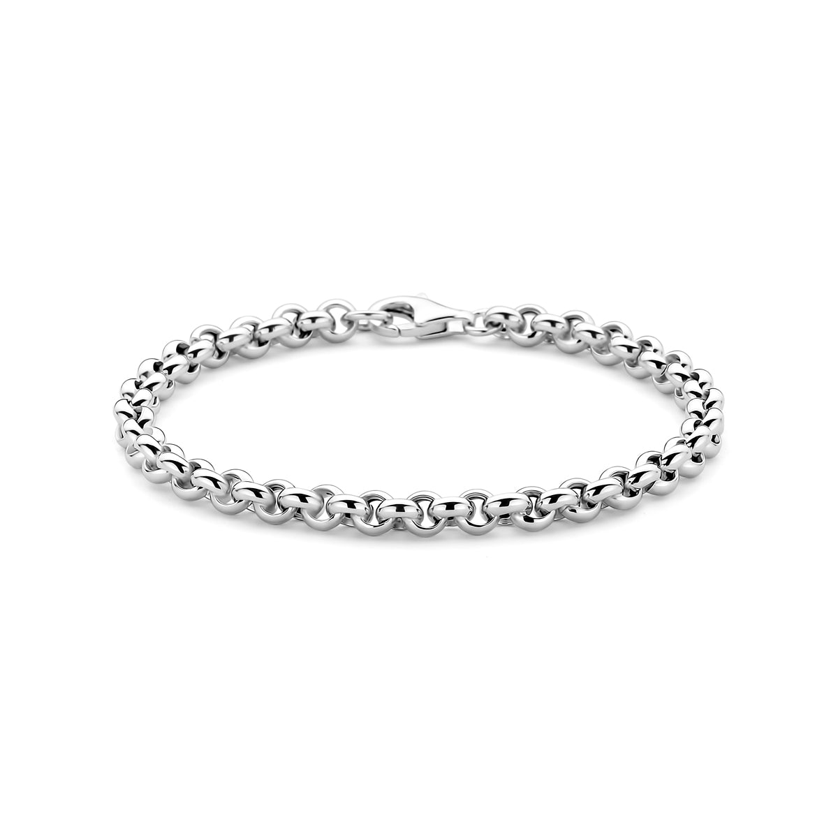 Vooraanzicht van de zilveren Grandeur jasseron armband met een breedte van 5,5 millimeter.