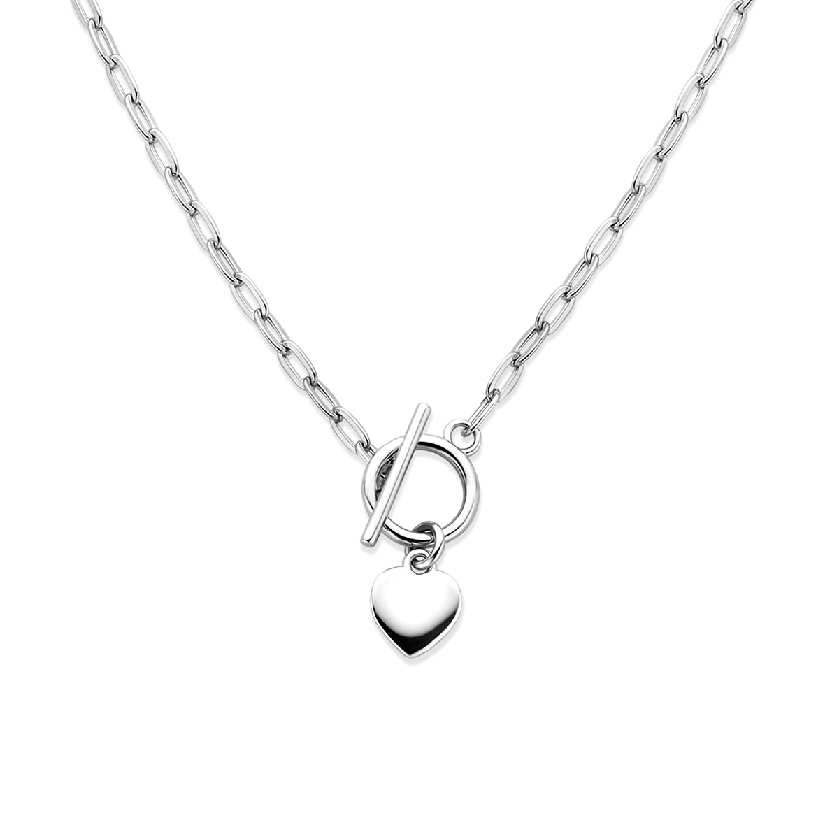 De 'Lucia' 925 zilveren ketting met kapittelslot en hartje aan de voorzijde.
